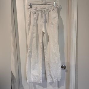 Ci Sono White Straight Leg Linen Pants
